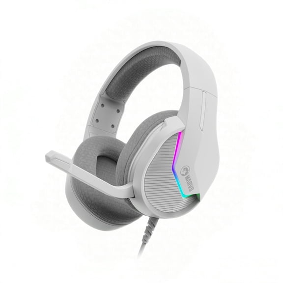 Marvo Wired Gaming Headset, RGB Light, USB 2.0 Port, Fabric Ear Cushions, in-line controls for volume and mic mute for gaming and daily use