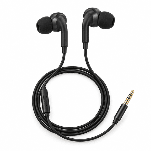 Wired In-Ear Earphones with HD Microphone, Tangle-Free Cord, 3.5mm Plug, Black