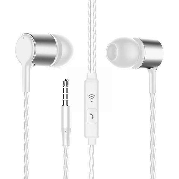 Wired In-Ear Headphones with Microphone, 3.5mm AUX Bass Stereo Earphones, Noise Isolating Sleep Headphones for Phone, Computer, MP3 Player