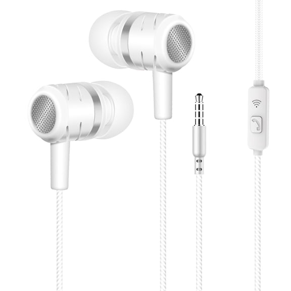 Wired In-Ear Headphones with Microphone Universal 35mm Audio Earbuds for Smartphones Laptops MP3 Players and Portable Gaming Devices
