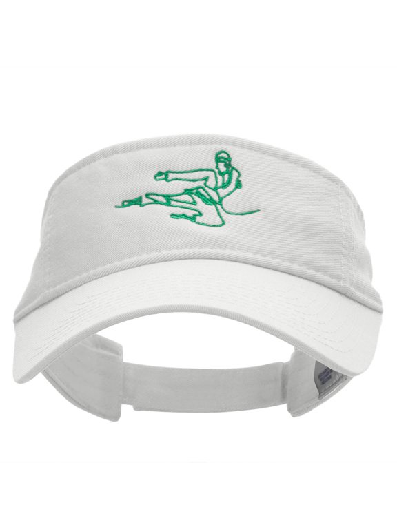 Wired Karate Kick Embroidered Pro Style Cotton Twill Washed Visor - White OSFM