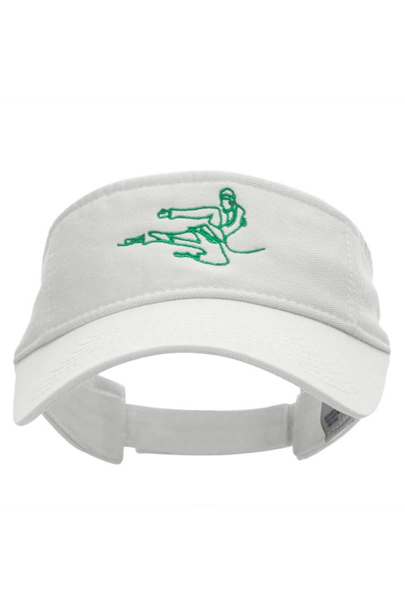 Wired Karate Kick Embroidered Pro Style Cotton Twill Washed Visor - White OSFM