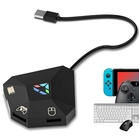 Wired Keyboard and Mouse Adapter for Nintendo Switch/PS4/PS3/Xbox One/Xbox 360 Host Series, LED Indicator USB Connection Game Console Mouse and Keyboard Converter