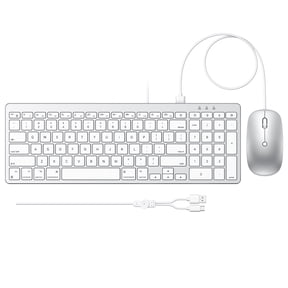 Wired Keyboard and Mouse Combo for Mac, Dual Type-C & USB Interface with Numeric Keypad, Compatible with MacBook Pro/Air, iMac, Mac mini/Pro, OMOTON, Silver