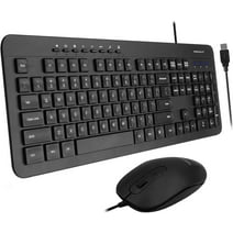 Wired Keyboard and Mouse Combo, Macally Full Sized Ergonomic USB Keyboard and Mouse Wired - Slim and Quiet Wired Keyboard and Mouse - Wire Corded Keyboard for Laptop and Desktop PC Computer