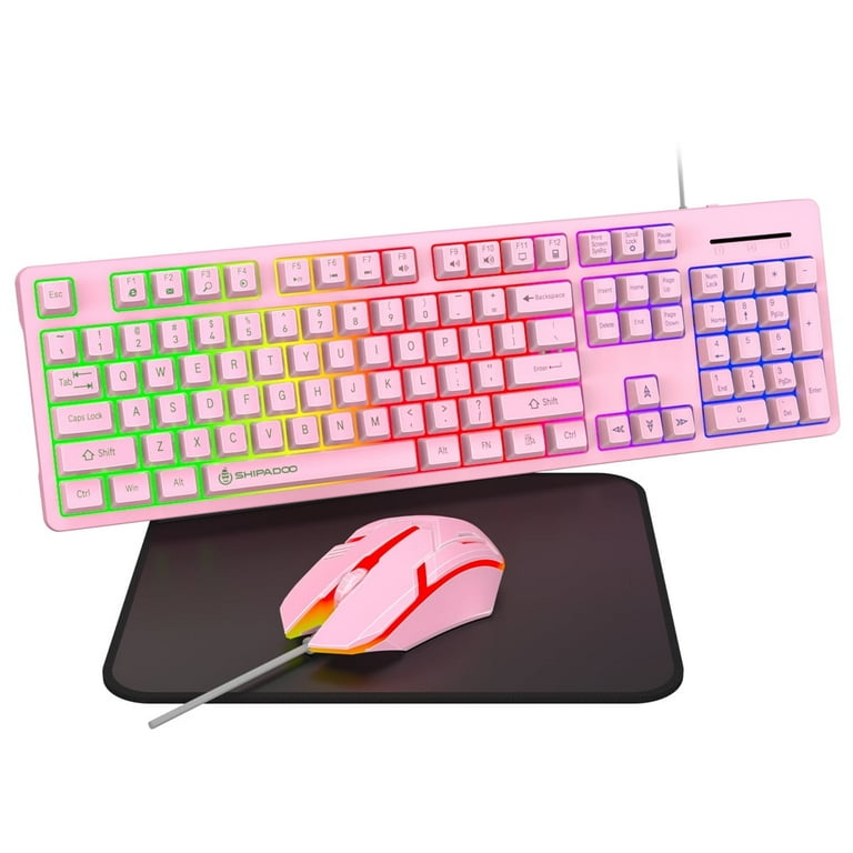 Cshidworld Wired Gaming Keyboard and Mouse Set, RGB Backlit, Anti