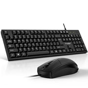 Wired Computer Keyboard and Mouse Combos for Windows, Plug and Play, Full-Size, Spill-Resistant, Ergonomic Silent Design