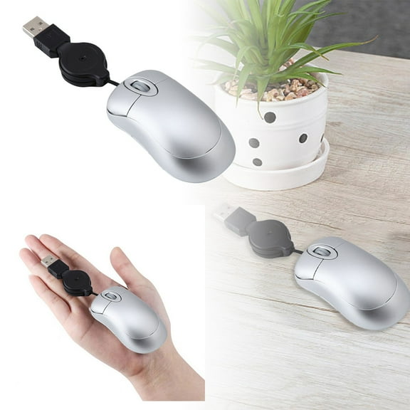 Wired Kids Mini Mouse - USB Retractable, Creative Style for Girls, Lightweight Portable, Smooth Tracking, Ideal for Laptops (Plastic, Color as Picture, 38.5g, 7.6x4x2cm)