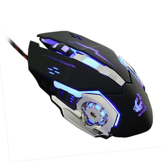 Wired LED Light 4000DPI Optical Usb Ergonomic Pro Gamer Gaming Mouse Metal Plate