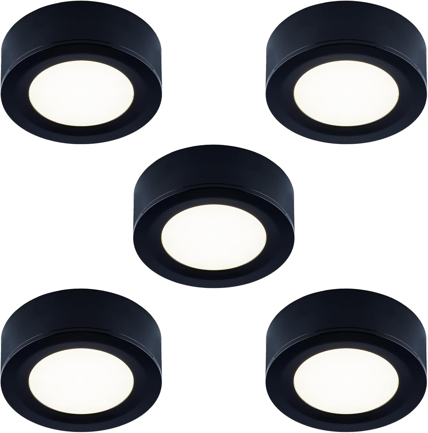 Wired LED Puck Lights (2.7Wx5) Plugin Lighting Warm White, LED