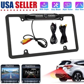 Wired License Plate Frame Rear View Backup Camera with 170 Wide Angle, CMOS Night Vision Parking Camera, Waterproof IP67, 648488 HD Video, 12V Car Reverse Safety Camera with Cables