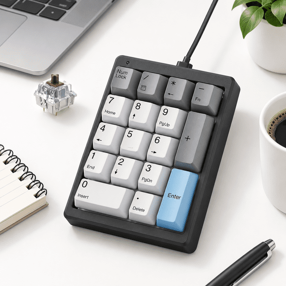 Wired Mechanical 17-Key Numpad for Excel Financial Data Entry and Accounting