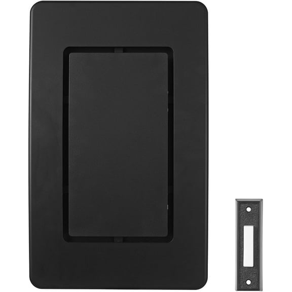 Wired Mechanical Doorbell Chime Kit, 2-Melody Ding-Dong or Ding, Lighted Push Button, Black Plastic, Hardwired, 85dB, 18000204