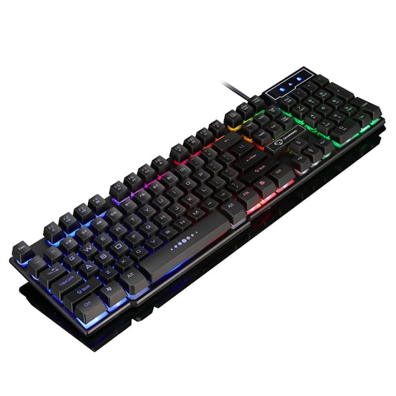 Wired Mechanical Gaming Keyboard with LED Backlit Lighting, Ergonomic USB Computer Keyboard with Multimedia Controls for Desktop Laptop PC Gaming Office Typing Windows Mac.