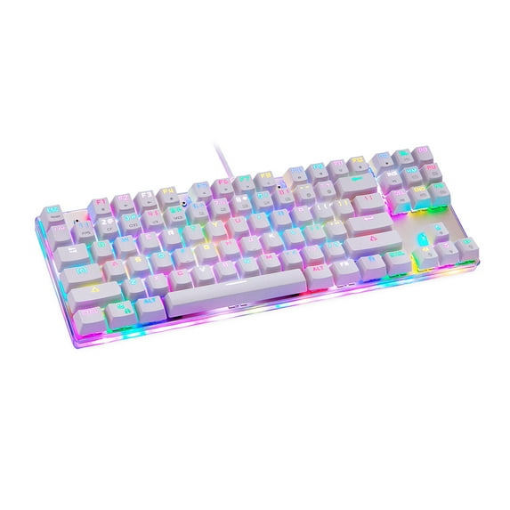 Wired Mechanical Gaming Keyboard, MOTOSPEED K87S Wired USB Customized LED RGB Backlit with 87 Keys Keyboard, Red Switch
