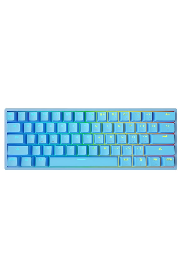 Wired Mechanical Gaming Keyboard RGB Backlight 61 Keys Blue Switches Compact Design Ergonomic for Gamers