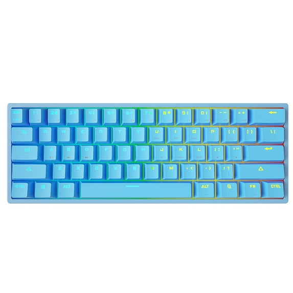 Wired Mechanical Gaming Keyboard RGB Backlight 61 Keys Blue Switches Compact Design Ergonomic for Gamers