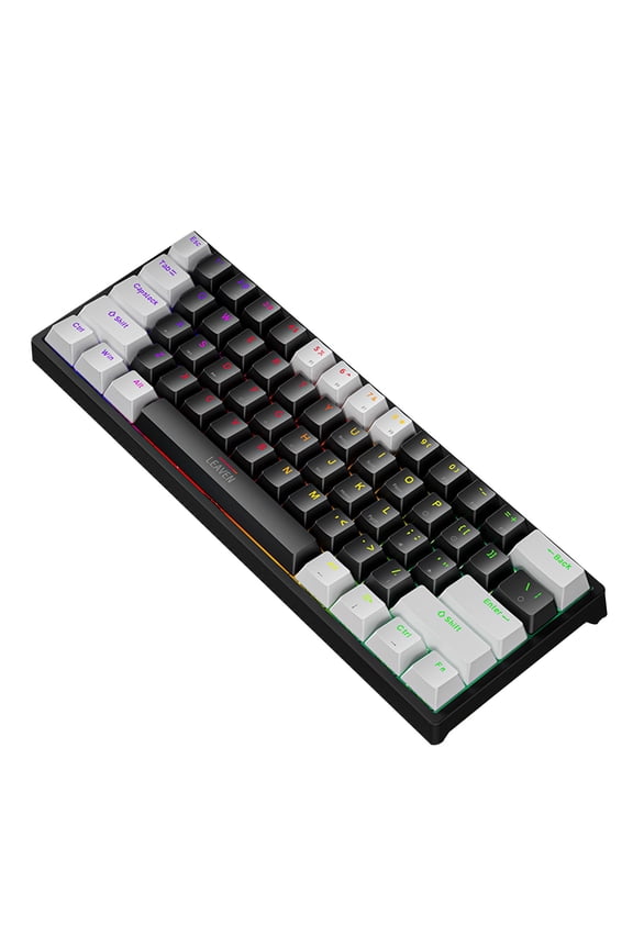 Wired Mechanical Gaming Keyboard RGB Compact 61 Keys Blue Switches 12 Lighting Modes Detachable USB Cable for PC Laptop White Black
