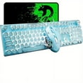 thumbnail image 1 of Gaming Keyboard and Mouse,Retro Steampunk Vintage Typewriter-Style Mechanical Keyboard with White LED Backlit,104-Key Anti-Ghosting Blue Switch Keyboard for Mac/Win/PC (Blue), 1 of 7