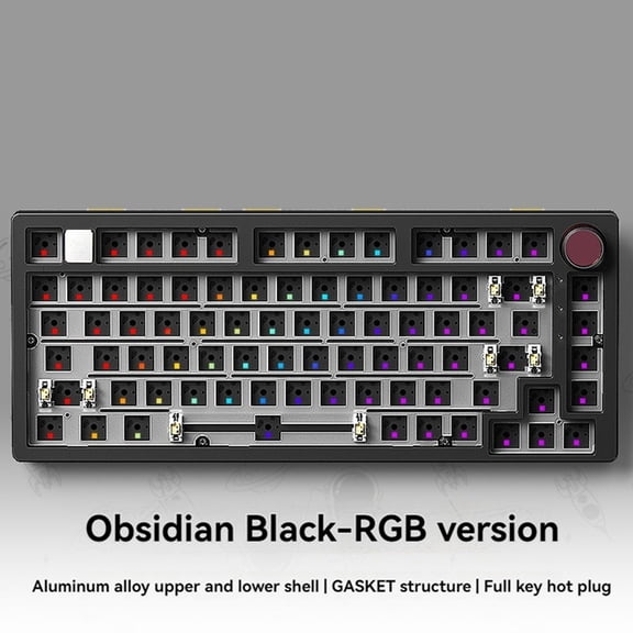 Wired Mechanical Keyboard Kit with Knob RGB Light Gasket Custom Aluminum Hot-Swap Laptop Office Gamer Wired Keyboard A