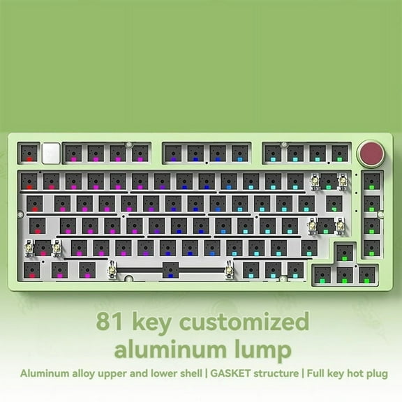 Wired Mechanical Keyboard Kit with Knob RGB Light Gasket Custom Aluminum Hot-Swap Laptop Office Gamer Wired Keyboard C