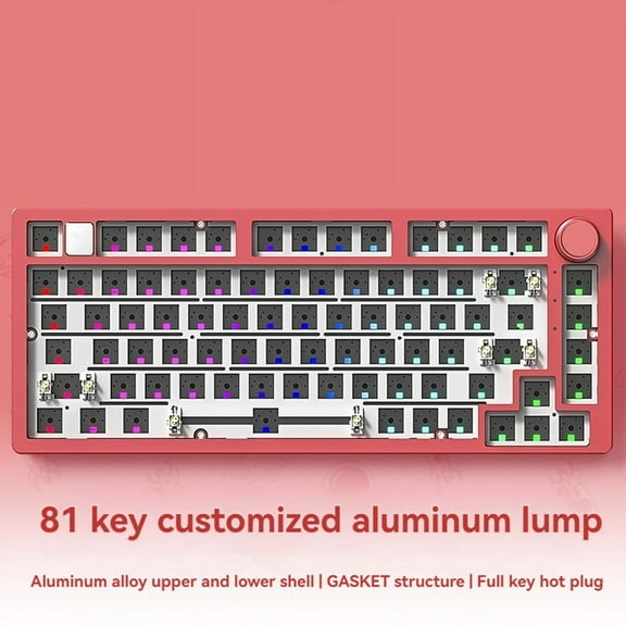 Wired Mechanical Keyboard Kit with Knob RGB Light Gasket Custom Aluminum Hot-Swap Laptop Office Gamer Wired Keyboard F