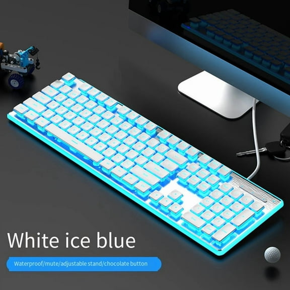 Wired Mechanical Keyboard LED Silent Keyboard Gaming Keyboard Waterproof Anti-Slide 104 Keys Luminous Keypads B