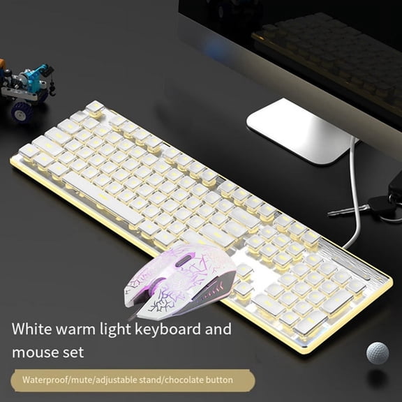 Wired Mechanical Keyboard With Mouse LED Silent Keyboard C