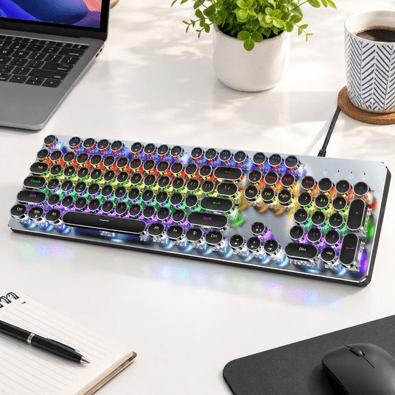 Wired Mechanical Retro Typewriter-Style Gaming with RGB Backlighting