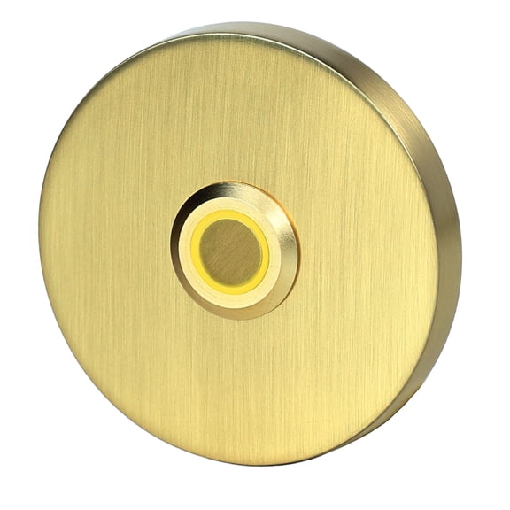 Wired Metal Circular Recessed Mount Doorbell Chime Push Button with LED Button Light in Brushed Satin Brass, Doorbell Button Only