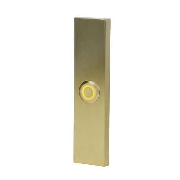Wired Metal Rectangular Recessed Mount Doorbell Push Button with LED Light, Brushed Satin Brass
