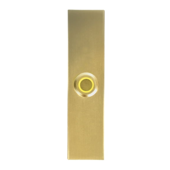 Wired Metal Rectangular Recessed Mount Doorbell Push Button with LED Light, Brushed Satin Brass