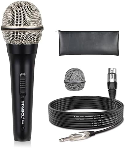 Wired Microphone for Karaoke Singing, Metal Corded Microphone for Speaker Karaoke Machine, Vocal Dynamic Microphone XLR with Cord 13.12ft and ON/Off Switch