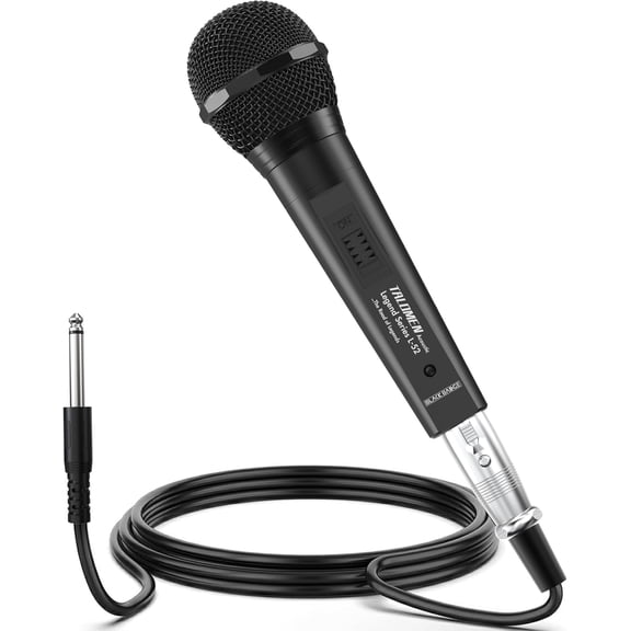 Wired Microphone for Singing, Metal Female, /Off , Professional Vocal Dynamic Mic with 20ft & 6.5ft XLR Audio , Cardioid Studio Microfono for Podcasting and Recording, Black-L52