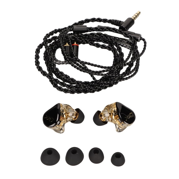 Wired Monitor Earbuds Crisp Treble Powerful Bass Pure Copper Graphene Unit Monitor Earphone with Detachable MMCX Cable Black Black Cable