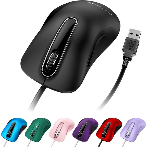 Wired Mouse, USB-A Wired , 1200 DPI Optical Tracking, 5 Buttons,Ergonomic Cord Mouse for PC/Mac/Laptop-Black