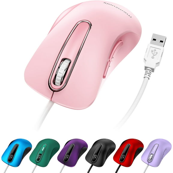 Wired Mouse, USB-A Wired , 1200 DPI Optical Tracking, 5 Buttons,Ergonomic Cord Mouse for PC/Mac/Laptop-Pink