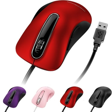 Wired Mouse, USB-A Wired , 1200 DPI Optical Tracking, 5 Buttons,Ergonomic Cord Mouse for PC/Mac/Laptop-Red