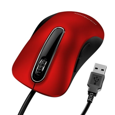 Wired Mouse, USB-A Wired , 1200 DPI Optical Tracking, 5 Buttons,Ergonomic Cord Mouse for PC/Mac/Laptop-Red