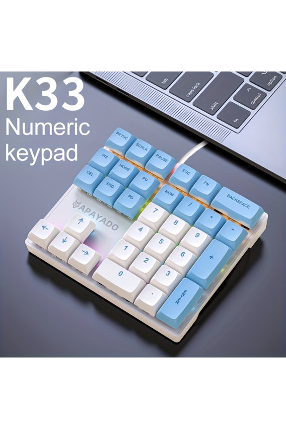 Wired Numeric Keyboard USB 33-Key Mini Number Pad Accounting Laptop Notebook Tablet Portable Ultra-Thin Laptop Keyboard Plug and Play for Any Device with USB Port