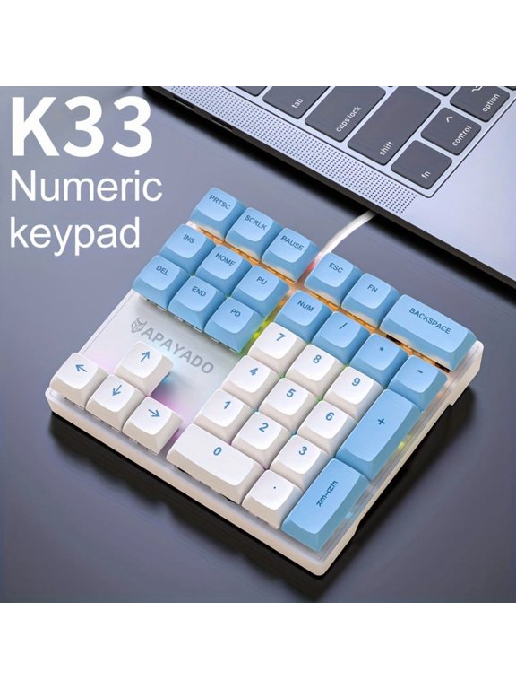 Wired Numeric Keyboard USB 33-Key Mini Number Pad Accounting Laptop Notebook Tablet Portable Ultra-Thin Laptop Keyboard Plug and Play for Any Device with USB Port