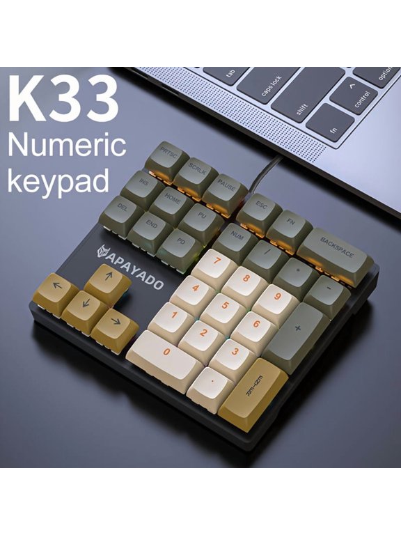 Wired Numeric Keyboard USB 33-Key Mini Number Pad Accounting Laptop Notebook Tablet Portable Ultra-Thin Laptop Keyboard Plug and Play for Any Device with USB Port