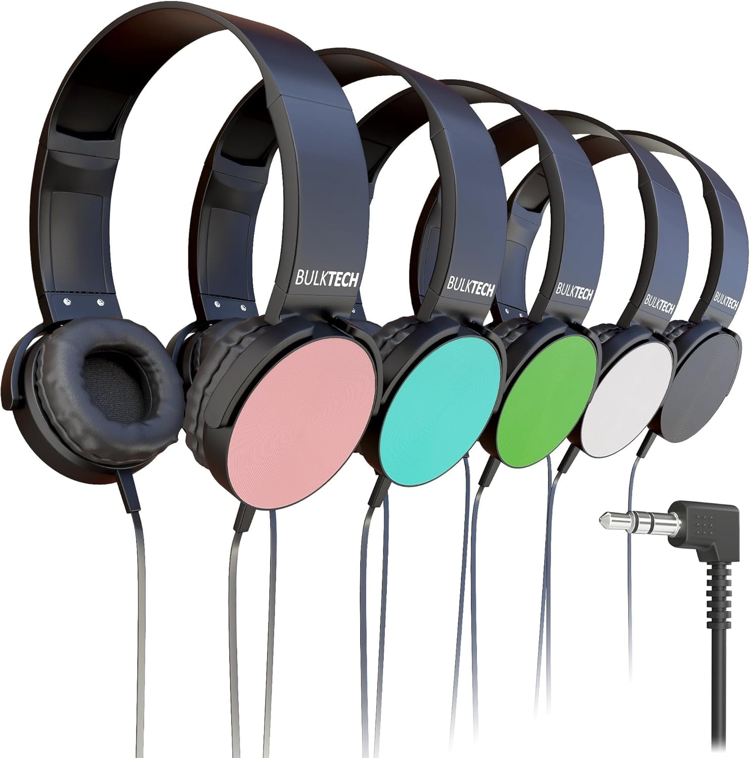 Wired OnEar Leather Headphones with 3.5mm Connector, Round Metal