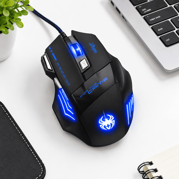Wired Optical Gaming Mouse with 7200 DPI, 7 Buttons, LED Illumination