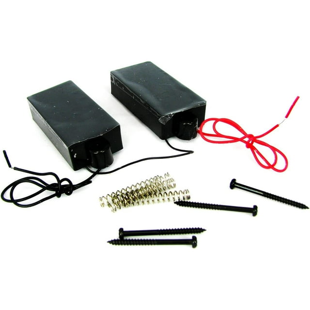 Wired PAIR of Black Enclosed 4Pole SingleCoil Bass Guitar