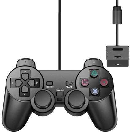 RetroFam Dualshock Wired PS2 Controller Compatible for PlayStation 2, Black