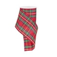 thumbnail image 1 of Wired Plaid Christmas Wreath Ribbon - 4" x 10 Yards, Red, Green, Yellow Gold, Red Edge, 1 of 1