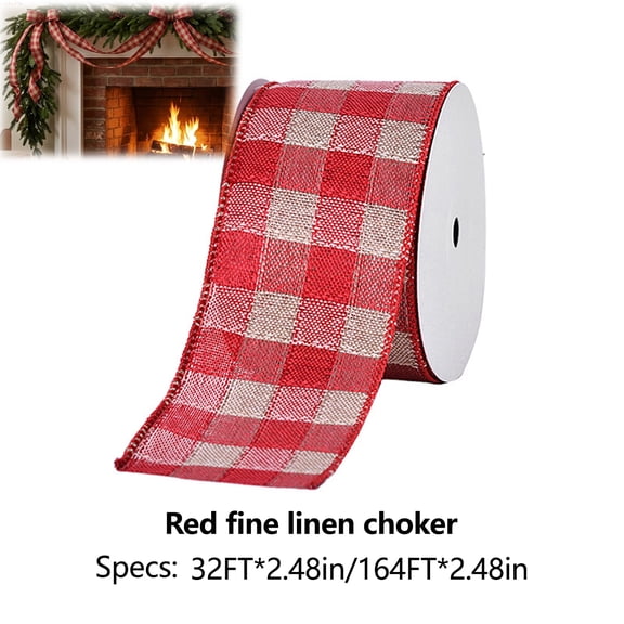 Wired Plaid Ribbon Set – 1 Inch x 32 Ft & 1 Inch x 164 Ft Velvet Plaid Holiday Ribbon for Christmas Tree, Gift Wrapping, Wreaths & DIY Crafts