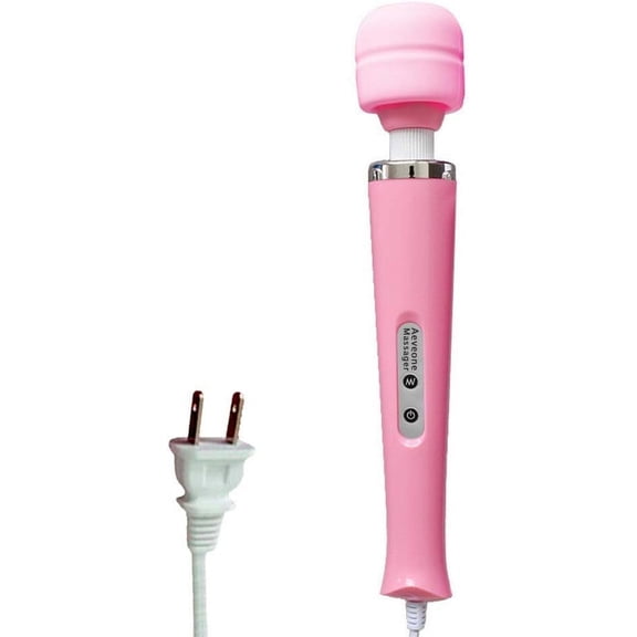 Wired Powerful Handheld Electric Back Massager, Strong Personal Vibrating Massage for Sports Recovery, Muscle Aches, Body Pain (Pink-US)