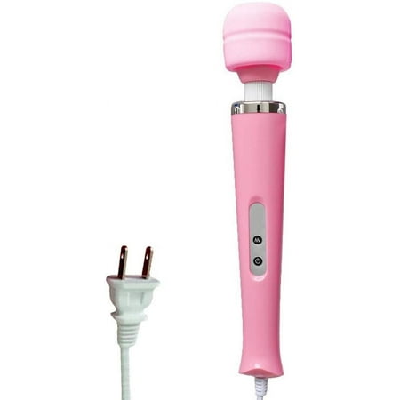 Wired Powerful Handheld Electric Back Massager, Strong Personal Wand Massage for Sports Recovery, Muscle Aches, Body Pain (Pink)